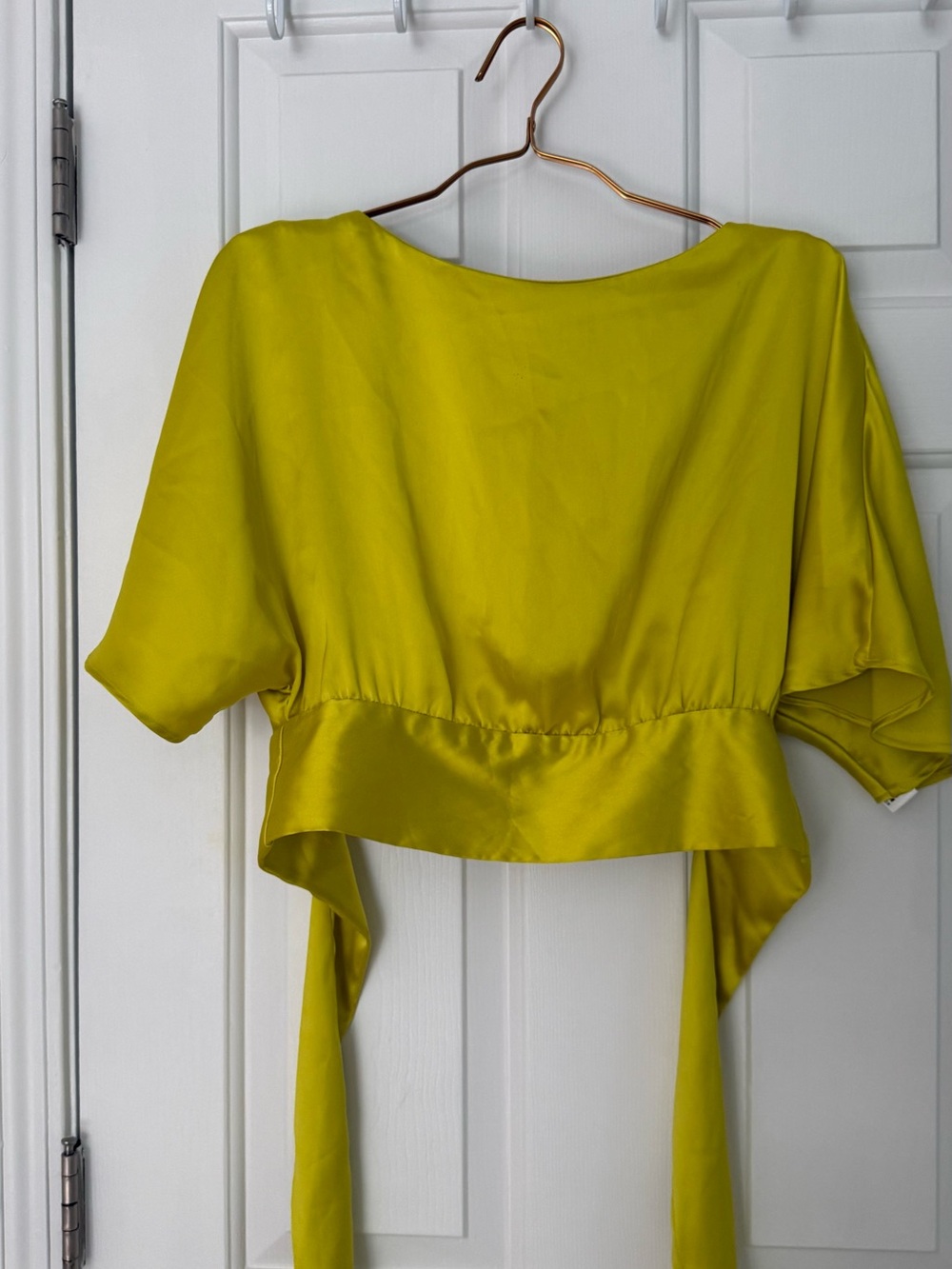 Zara Lime Green Satin Cropped Top